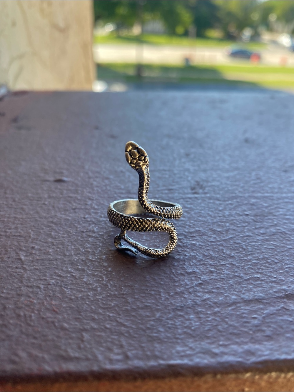 Silver Snake Coil Reptile Wrap Around Stainless Steel Ring - Size 8